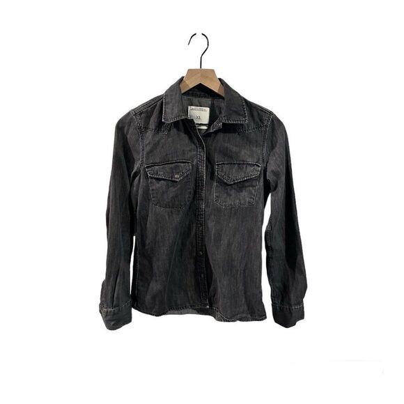 Zara Denim Black Snap Button Down Size XS - Picture 1 of 4